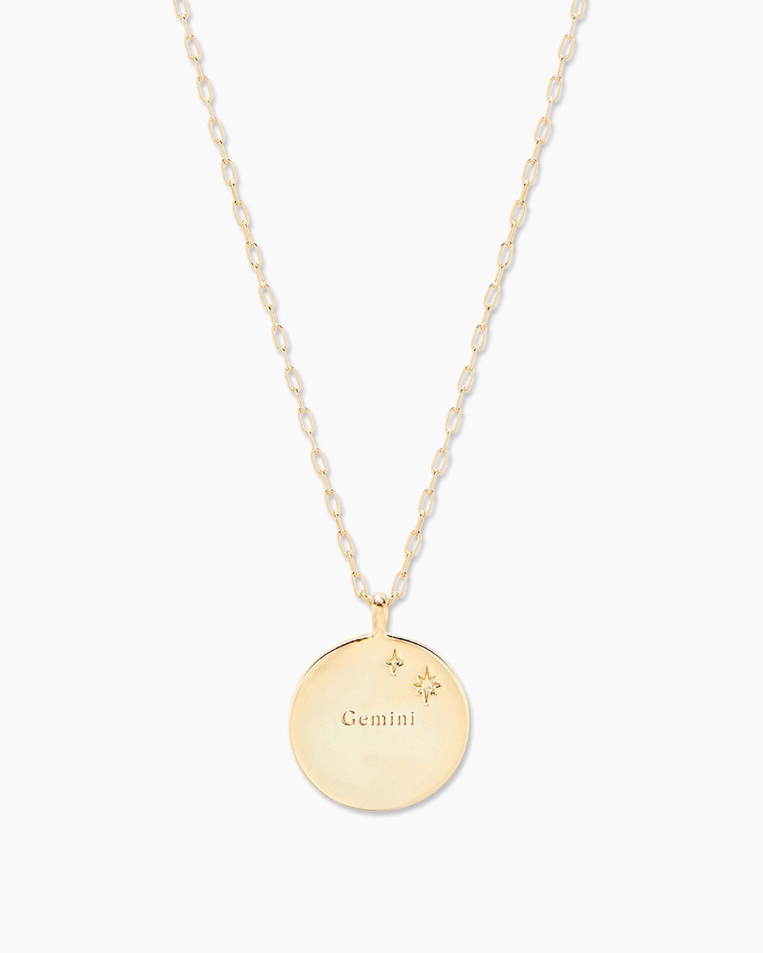 Zodiac Necklace - Gemini, Astrology Coin Necklace, Gemini Necklace || option::18k Gold Plated, Gemini