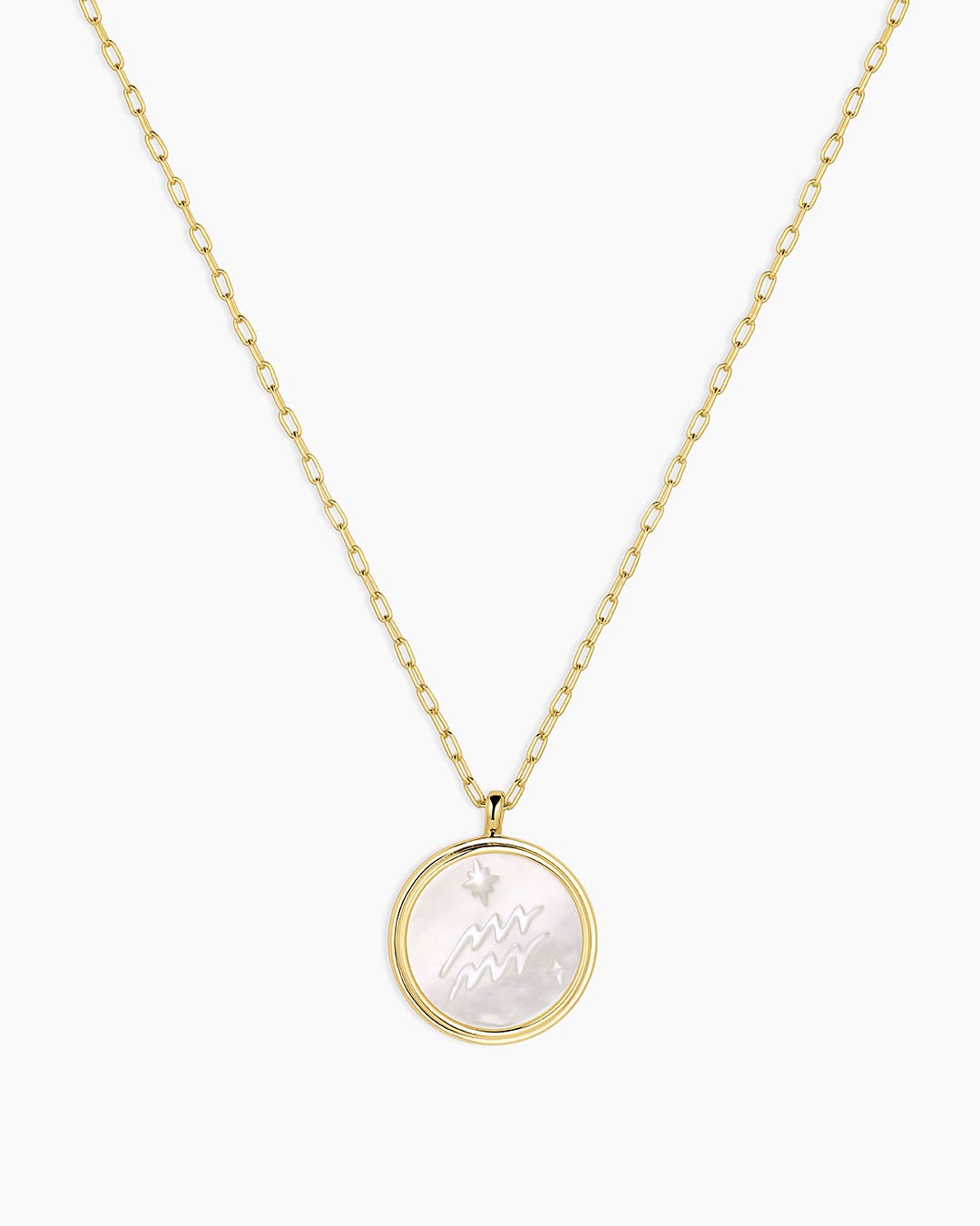 Zodiac Necklace - Aquarius, Astrology Coin Necklace, Aquarius Necklace || option::18k Gold Plated, Aquarius