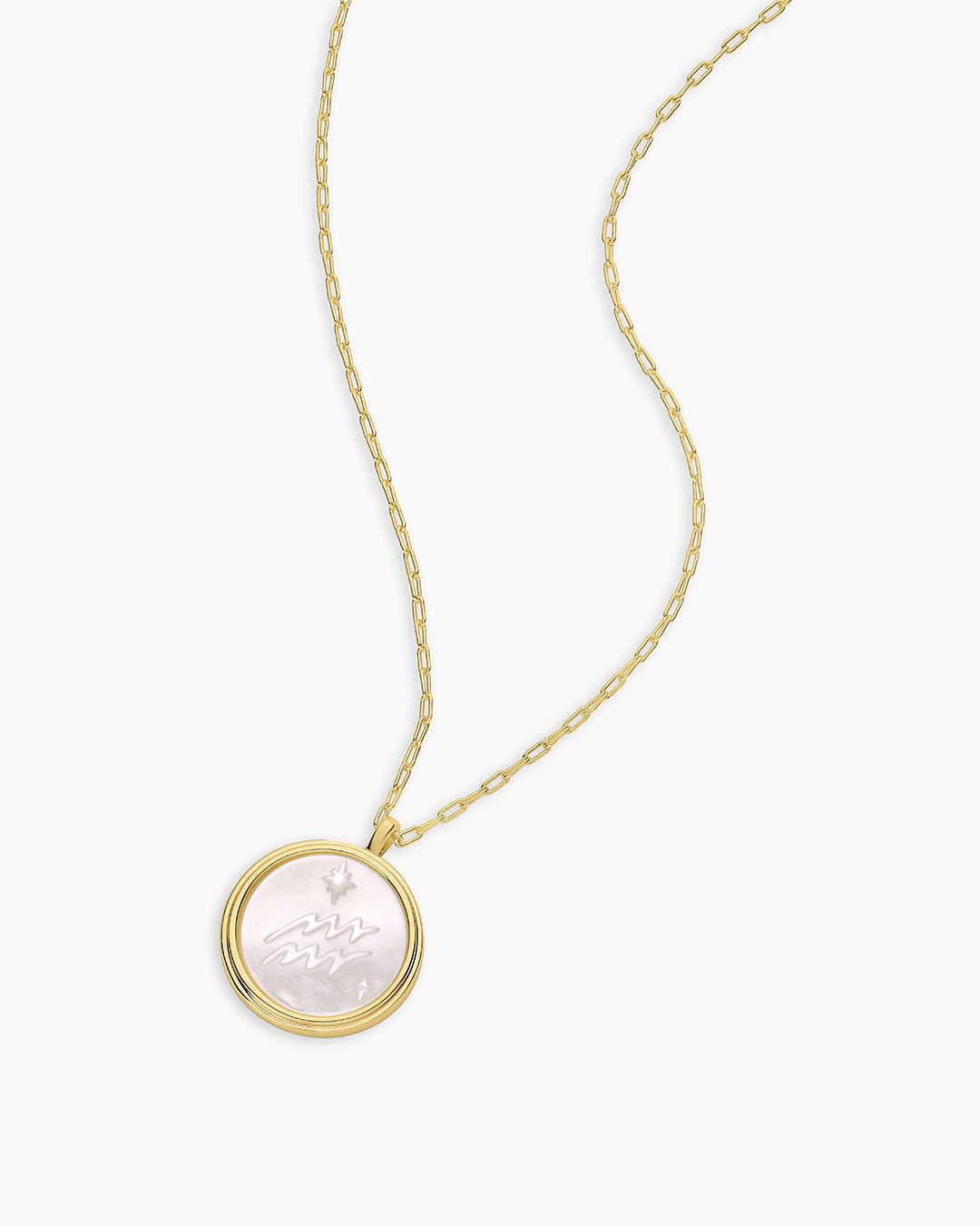 Zodiac Necklace - Aquarius, Astrology Coin Necklace, Aquarius Necklace || option::18k Gold Plated, Aquarius