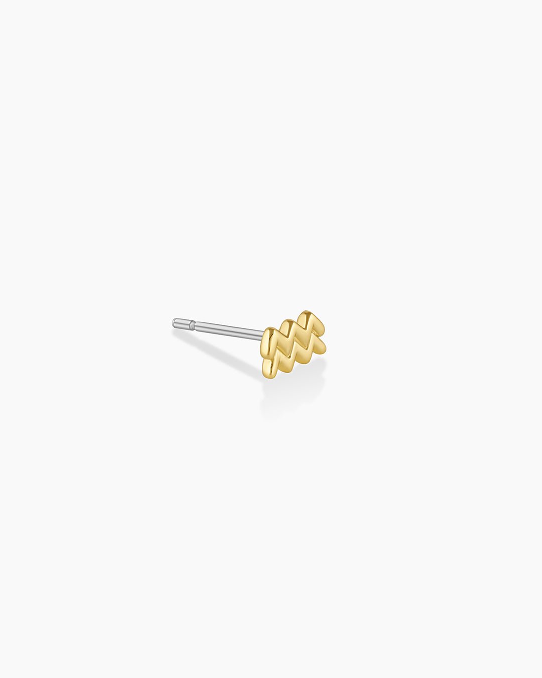 Zodiac Charm Stud - Aquarius || option::18k Gold Plated, Aquarius