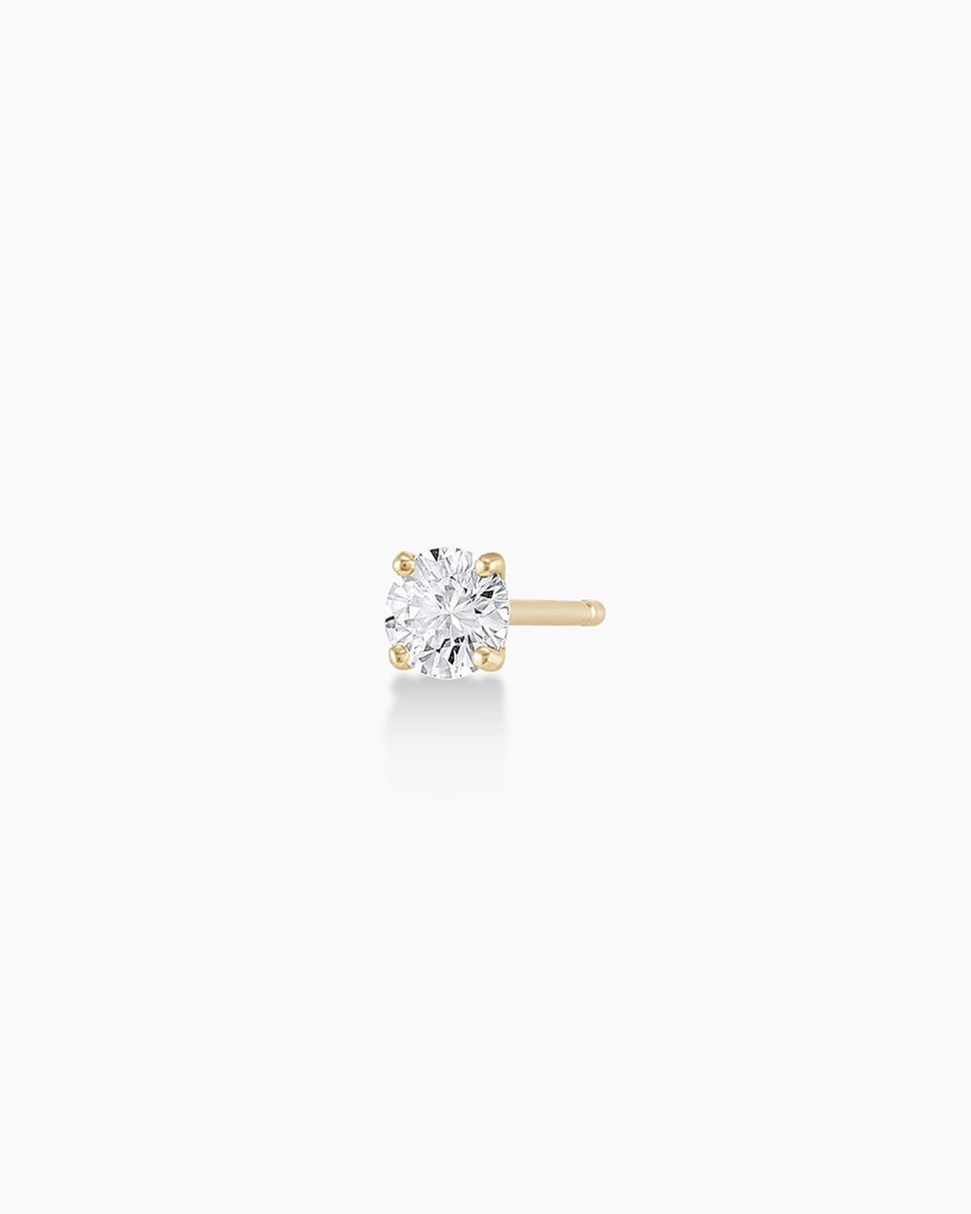 Diamond Solitaire 3 mm Studs || option::14k Solid Gold, 4mm