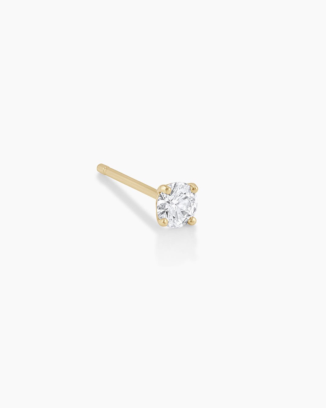 Diamond Solitaire 3 mm Studs || option::14k Solid Gold, 4mm