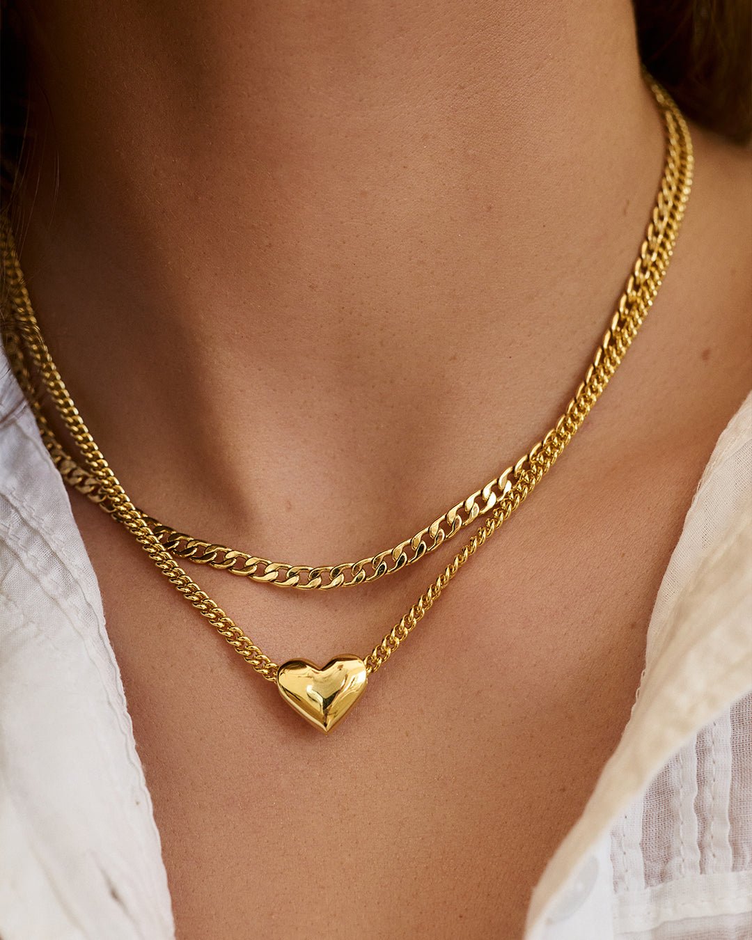 Lou Heart Charm Necklace || option::18k Gold Plated