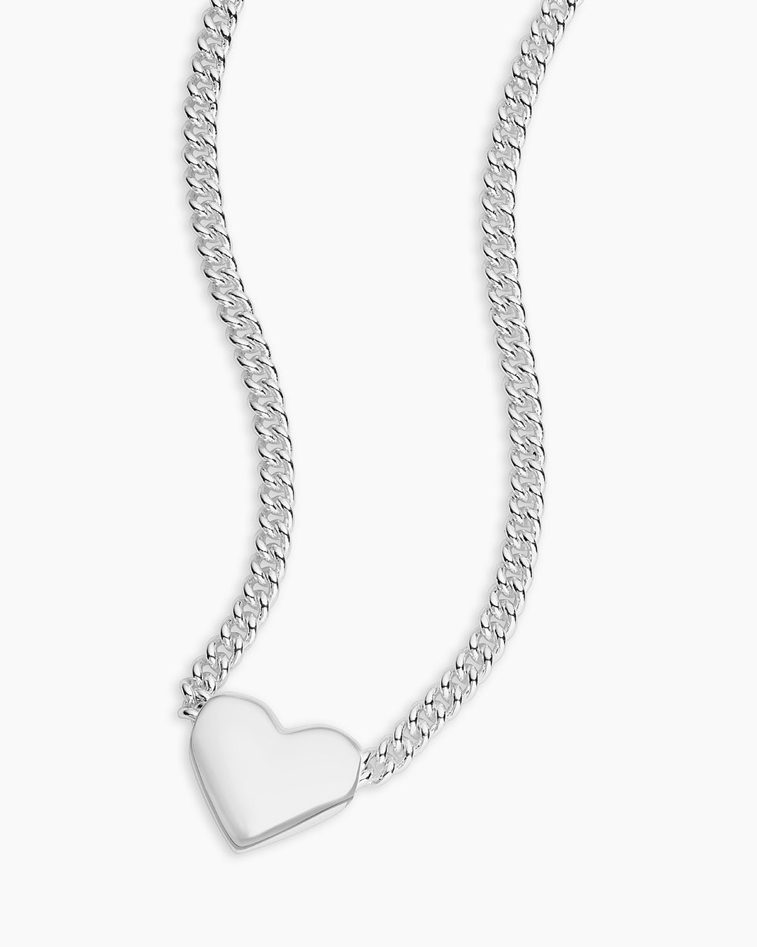 Lou Heart Charm Necklace || option::Silver Plated