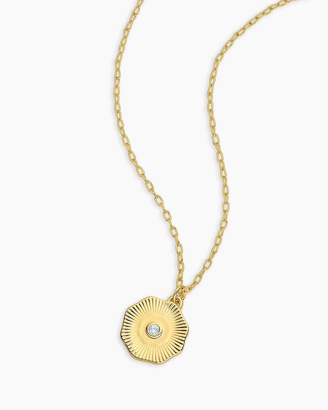 Birthstone Coin Necklace || option::18k Gold Plated, Aquamarine - March