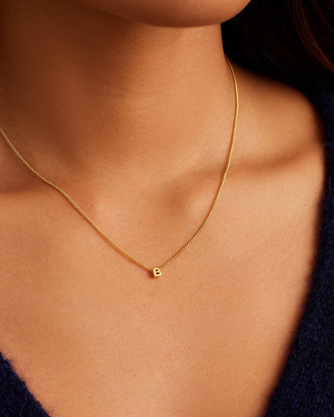 Wilder Mini Alphabet Necklace || option::18k Gold Plated, B