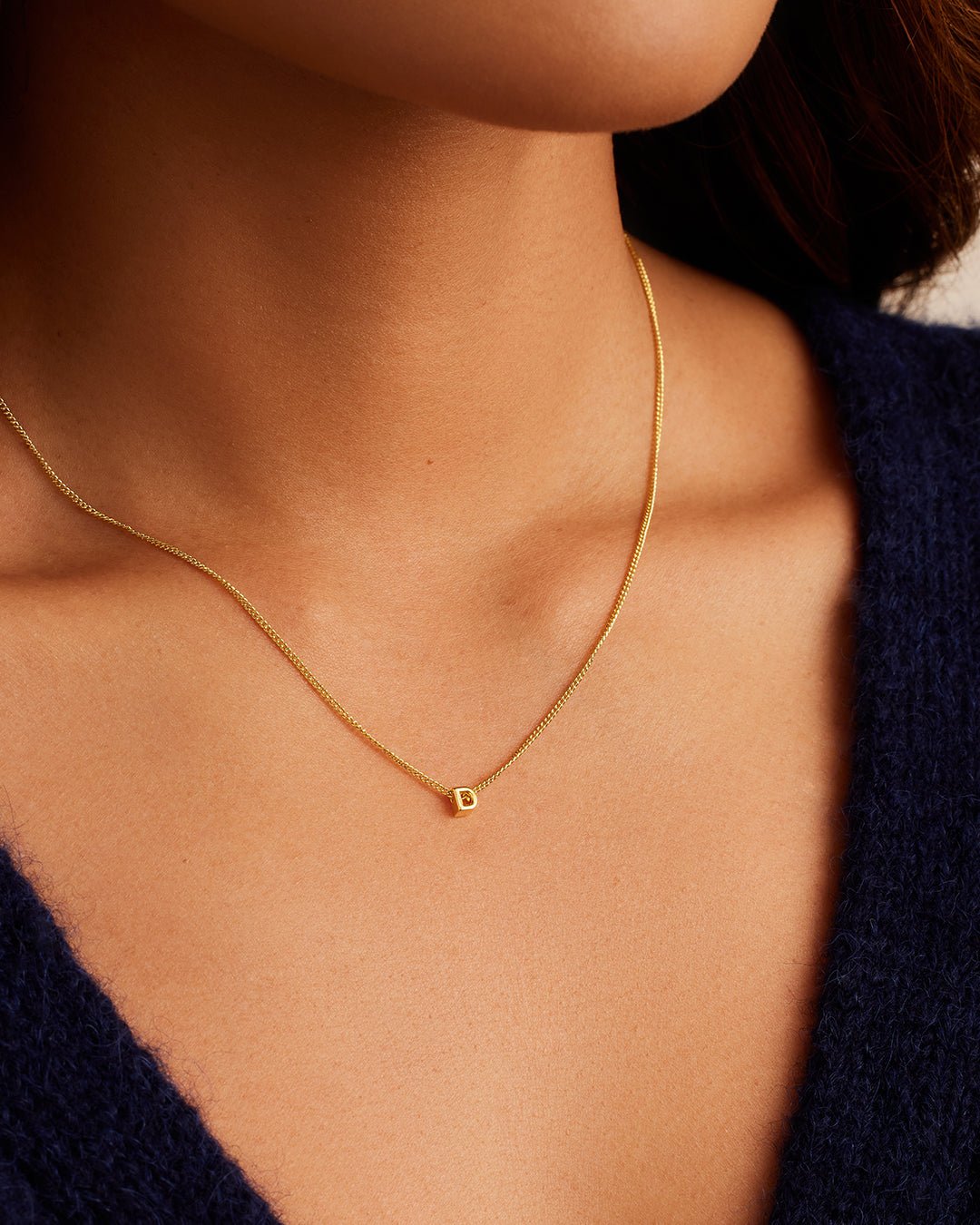 Wilder Mini Alphabet Necklace || option::18k Gold Plated, D