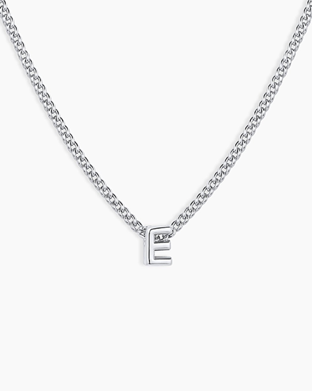 Wilder Mini Alphabet Necklace || option::Silver Plated, E