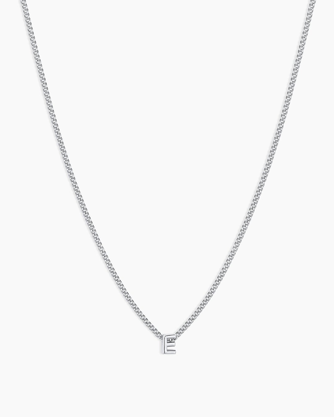 Wilder Mini Alphabet Necklace || option::Silver Plated, E