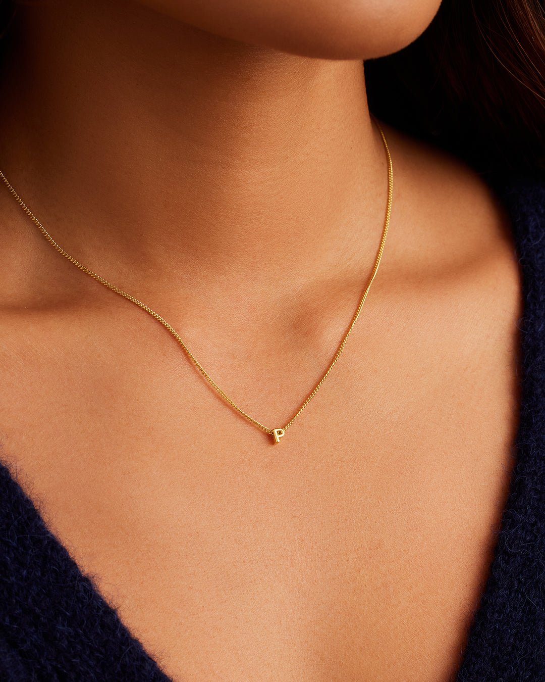 Wilder Mini Alphabet Necklace || option::18k Gold Plated, P