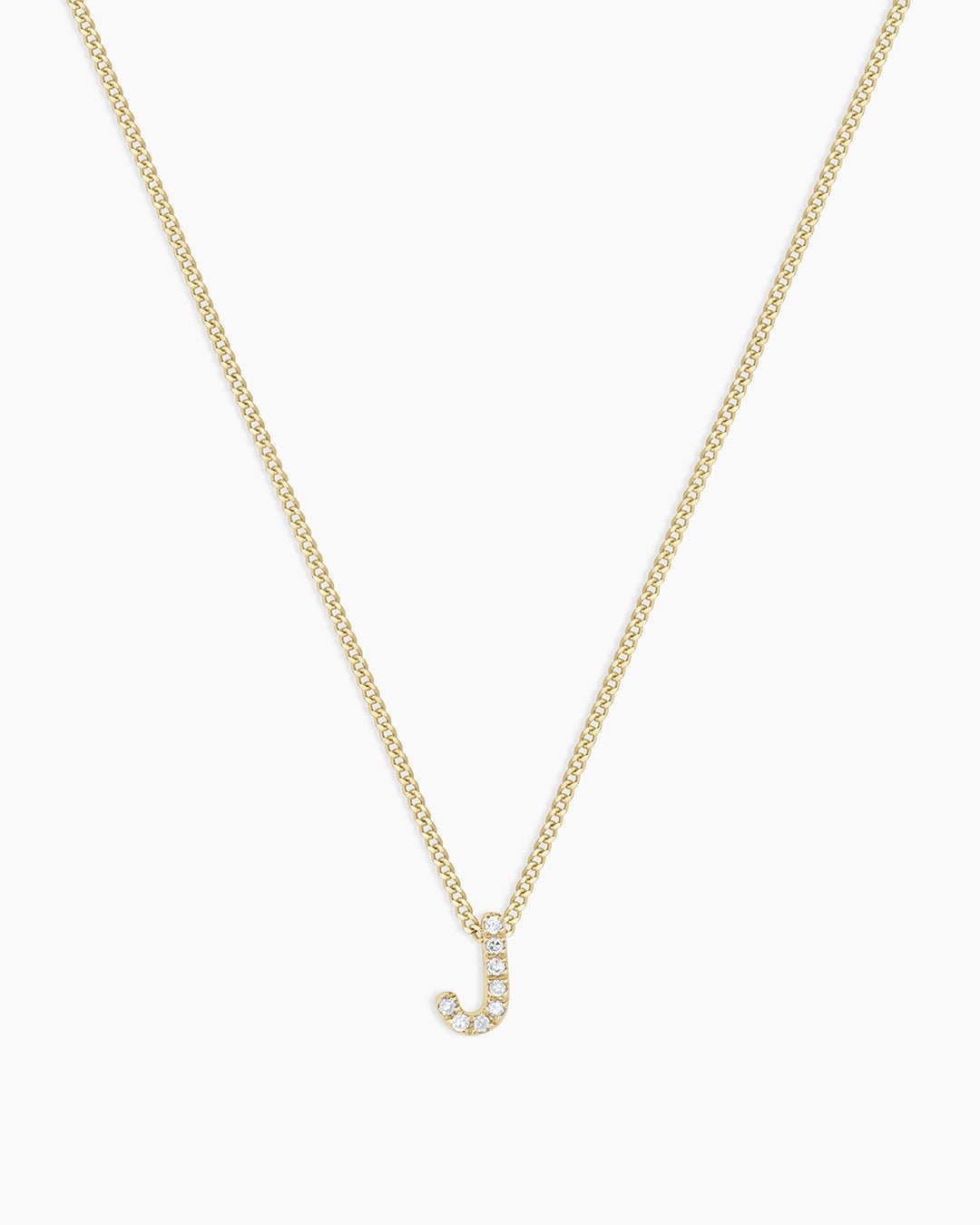 Diamond Alphabet Necklace || option::14k Solid Gold, J