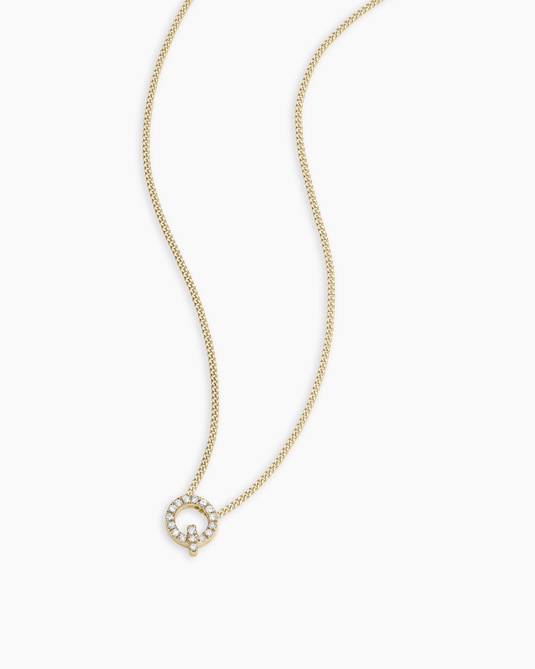 Diamond Alphabet Necklace || option::14k Solid Gold, Q