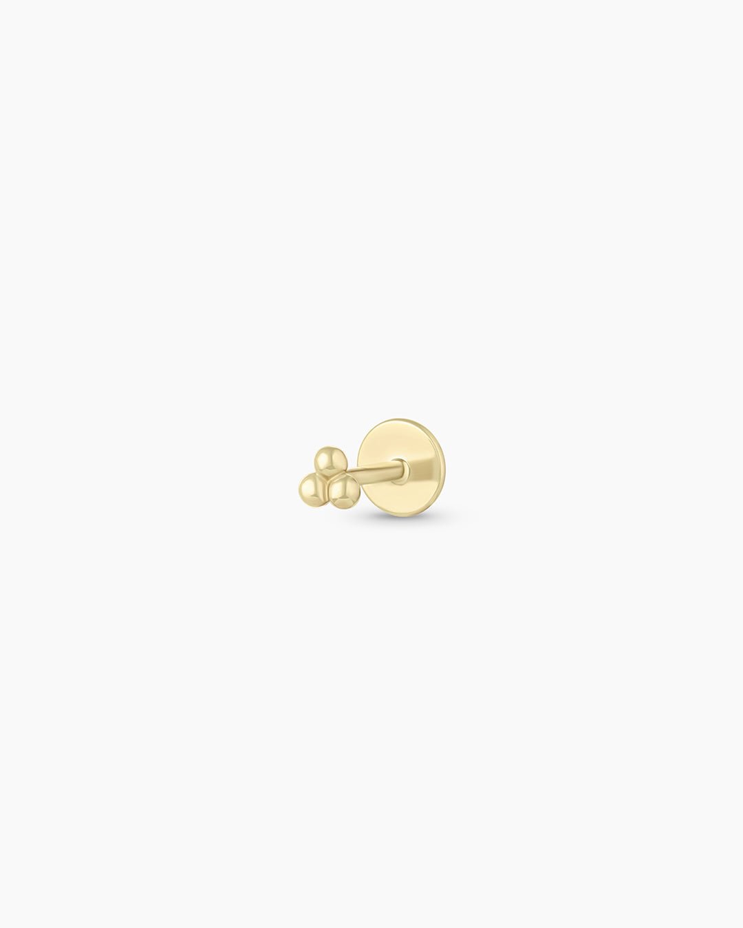 14k Gold Trio Threaded Flatback Stud || option::14k Solid Gold