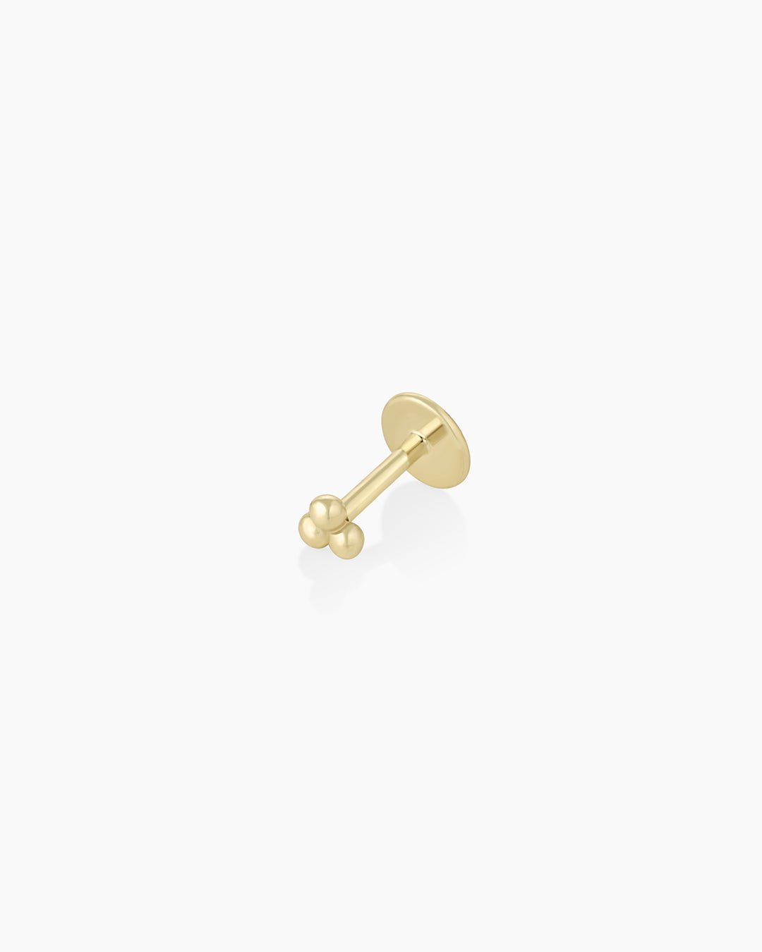 14k Gold Trio Threaded Flatback Stud || option::14k Solid Gold