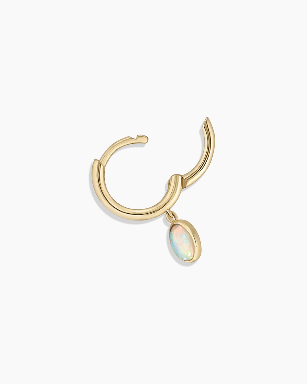 Opal Oval Charm Huggie || option::14k Solid Gold