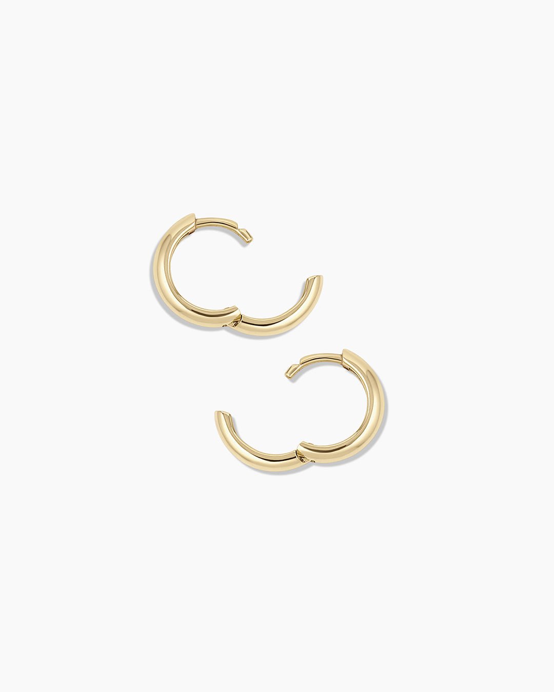 14k Gold Lou Helium Huggies || option::14k Solid Gold, 11mm