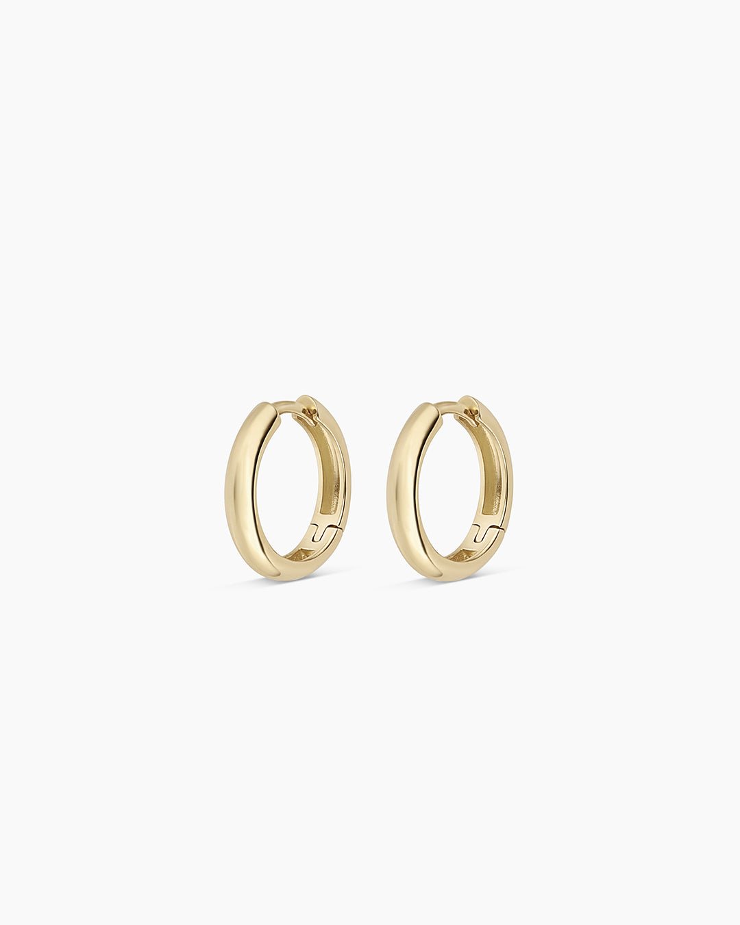 14k Gold Lou Helium Huggies || option::14k Solid Gold, 13mm