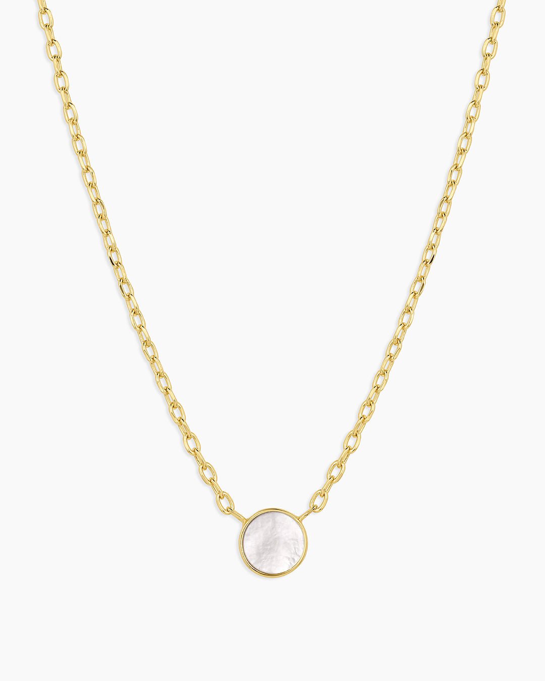 Rose Marble Coin Necklace || option::18k Gold Plated, Mother of Pearl