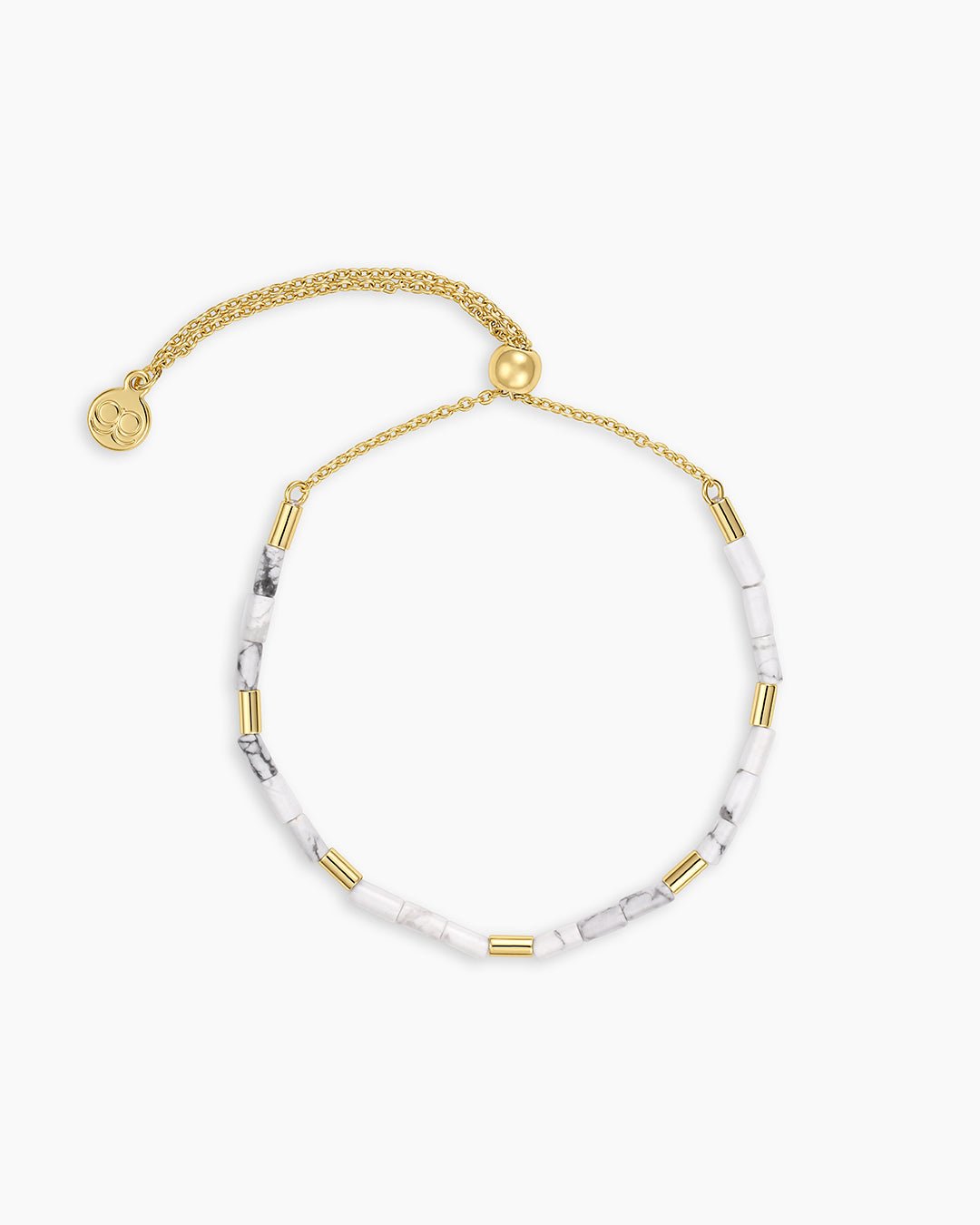 Power Gemstone Tatum Bracelet || option::18k Gold Plated, Howlite