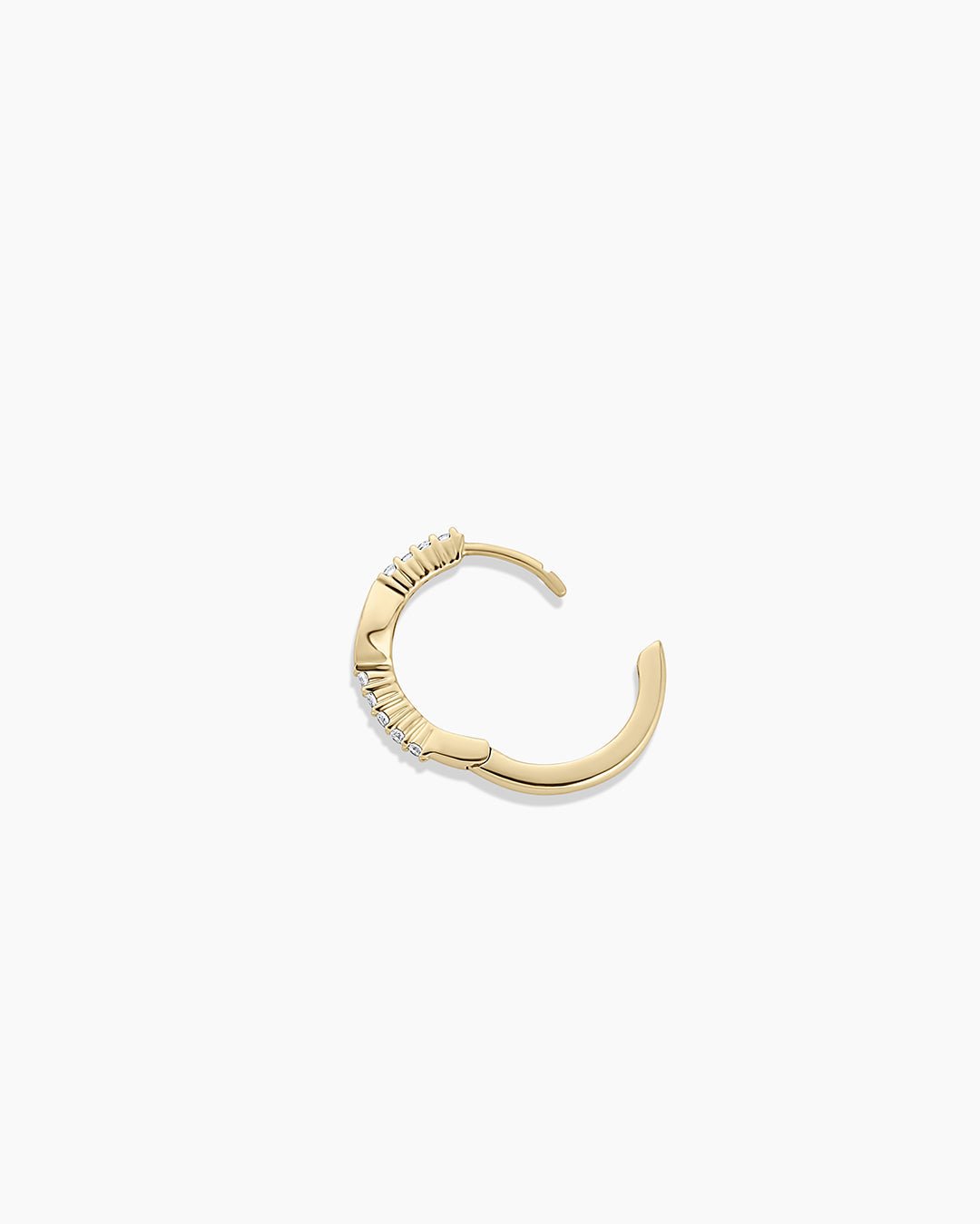 Lab Grown Diamond Pear Charm Huggies || option::14k Solid Gold