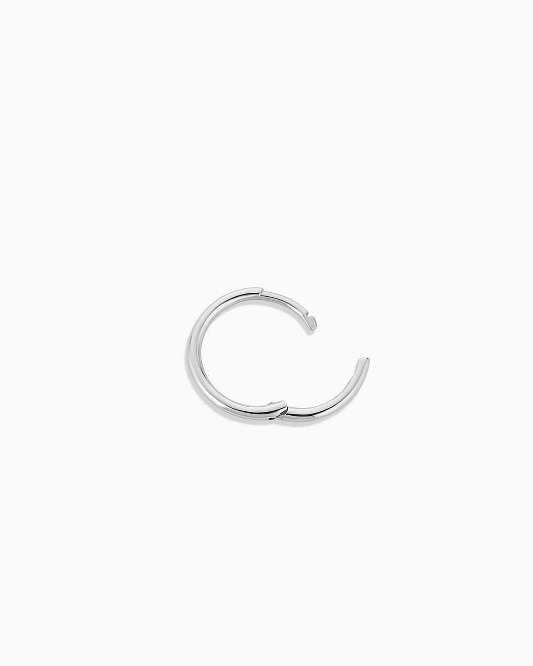 14k White Gold Classic 13 mm Huggie || option::14k Solid White Gold, 13mm