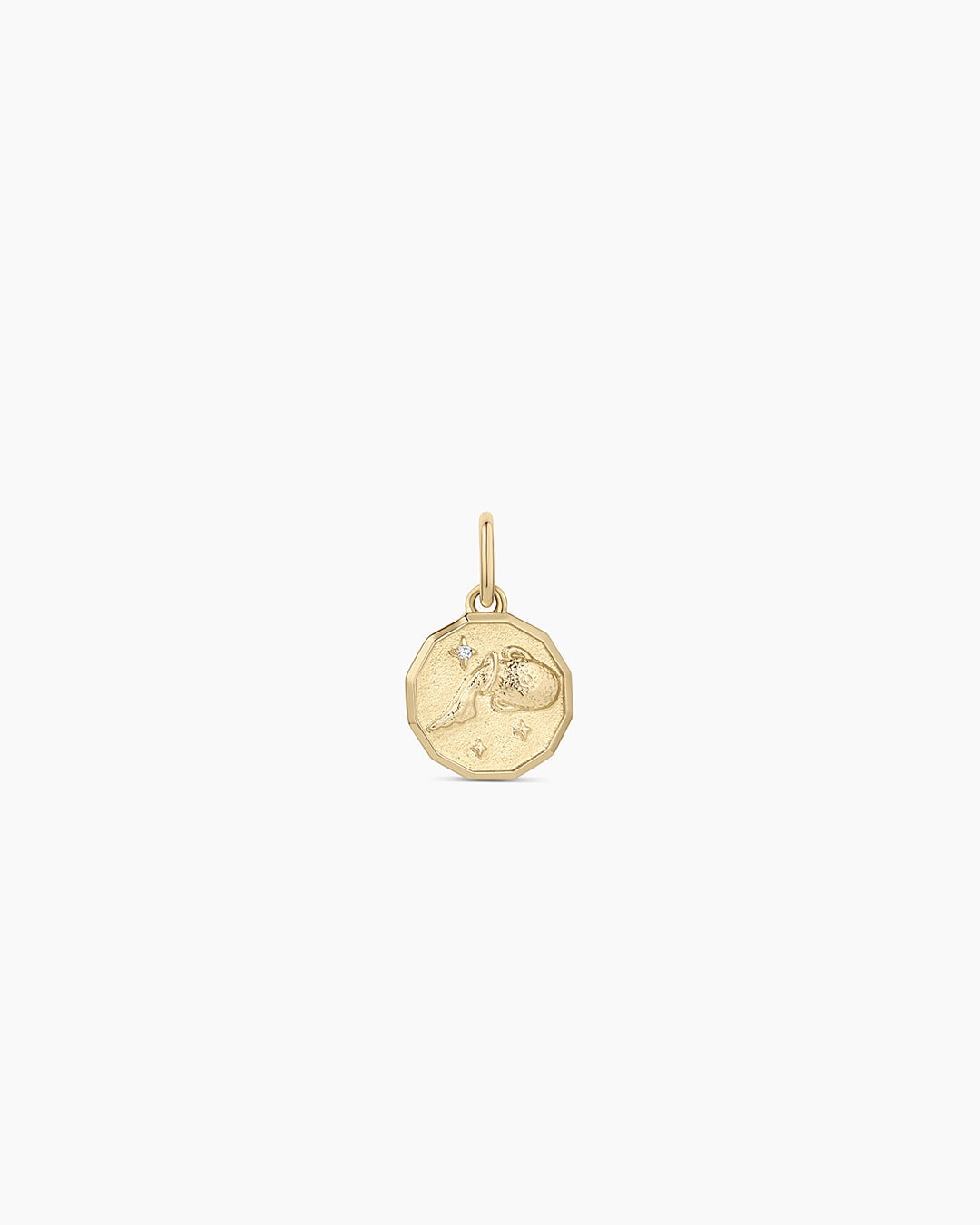 Diamond Zodiac Coin Charm || option::14k Solid Gold, Capricorn