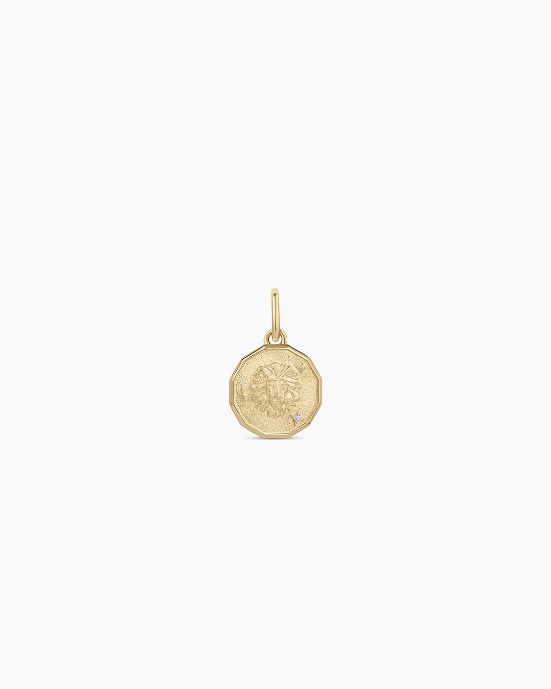 Diamond Zodiac Coin Charm || option::14k Solid Gold, Leo