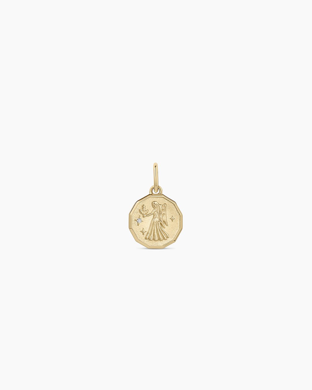 Diamond Zodiac Coin Charm || option::14k Solid Gold, Virgo