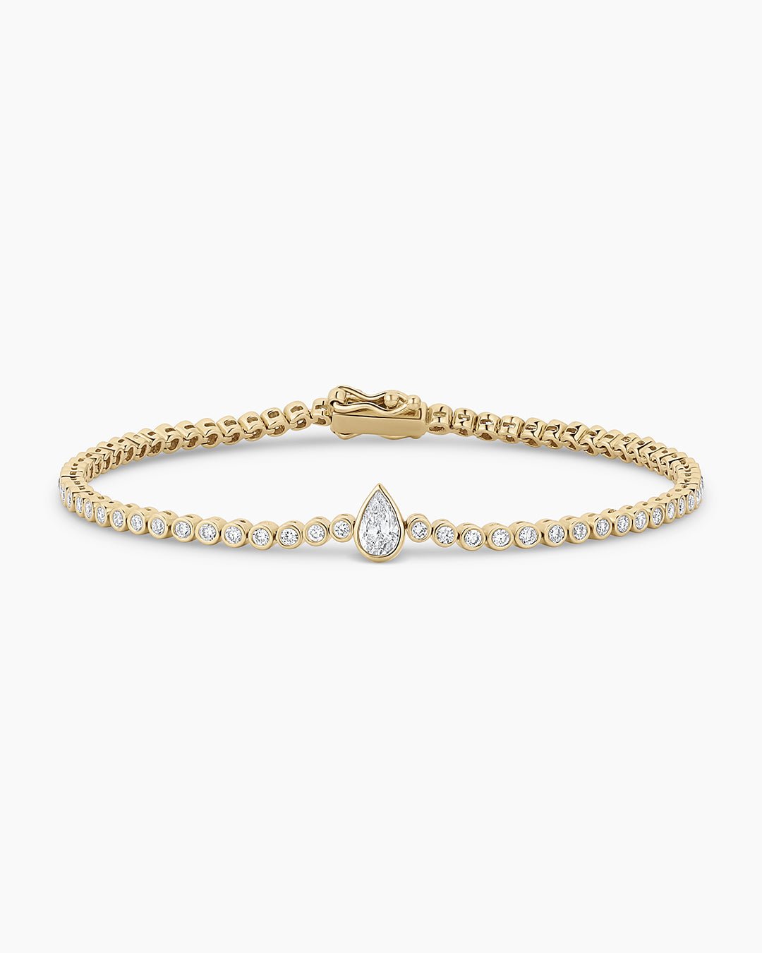 Lab Grown Diamond Pear Charm Tennis Bracelet || option::14k Solid Gold, 6.5 in.