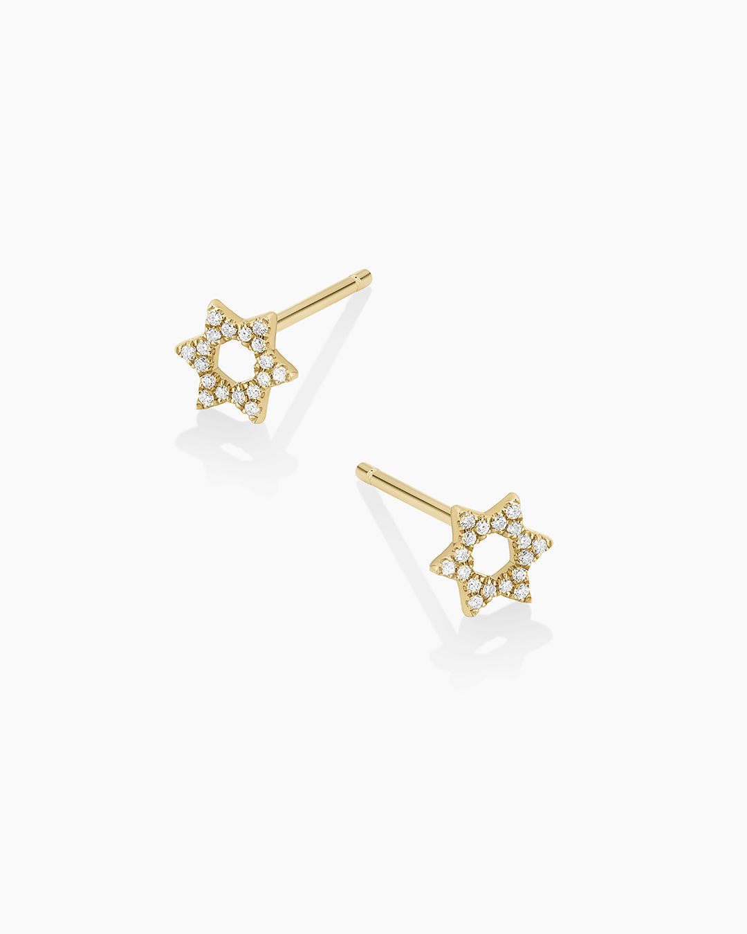 Diamond Star of David Studs || option::14k Solid Gold