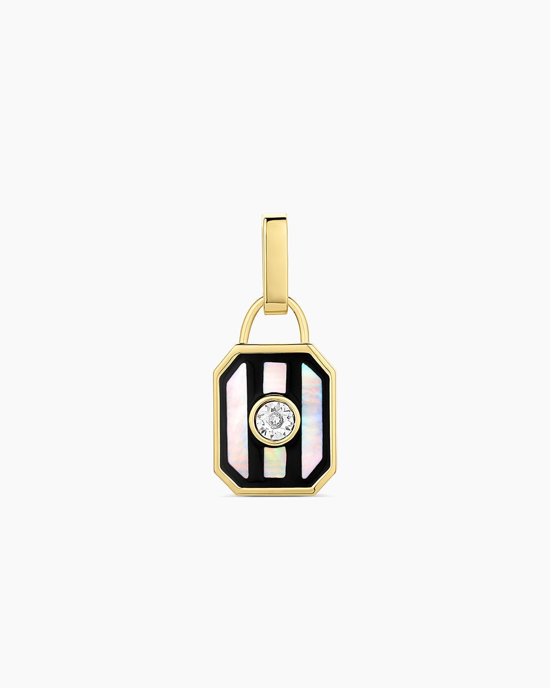 Mother of Pearl Stripe Tag Charm || option::18k Gold Plated