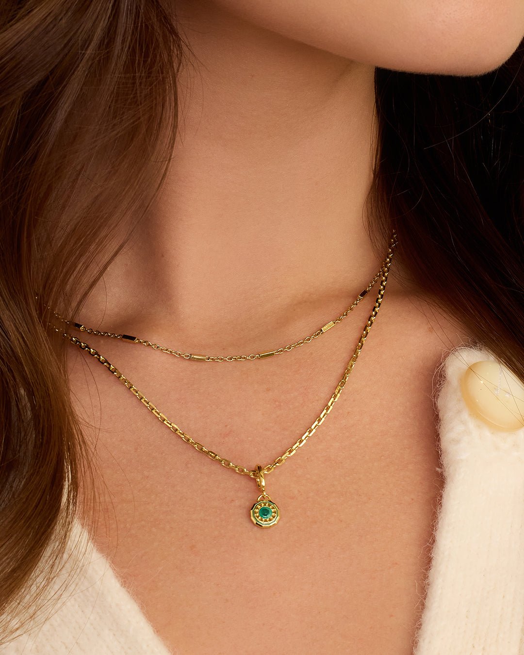 Birthstone Parker Charm || option::18k Gold Plated, Green Agate - May