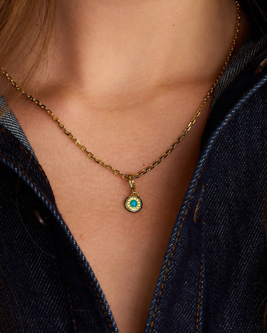 Birthstone Parker Charm || option::18k Gold Plated, Turquoise - December