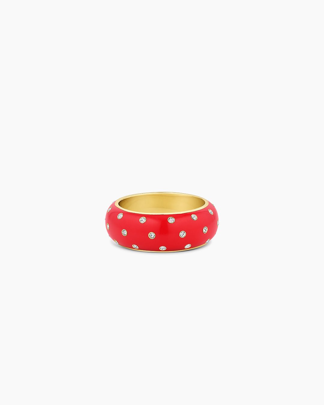 Noel Red Enamel Shimmer Ring || option::18k Gold Plated