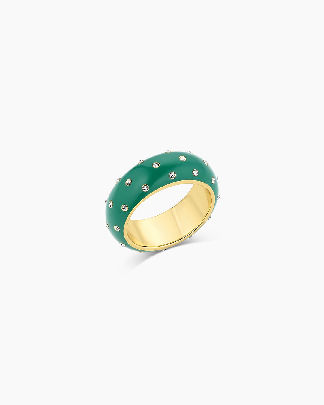 Noel Green Enamel Shimmer Ring || option::18k Gold Plated