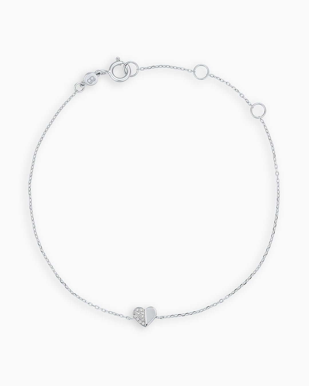 Diamond Bond Bracelet || option::14k Solid White Gold, Single - Diamonds Left