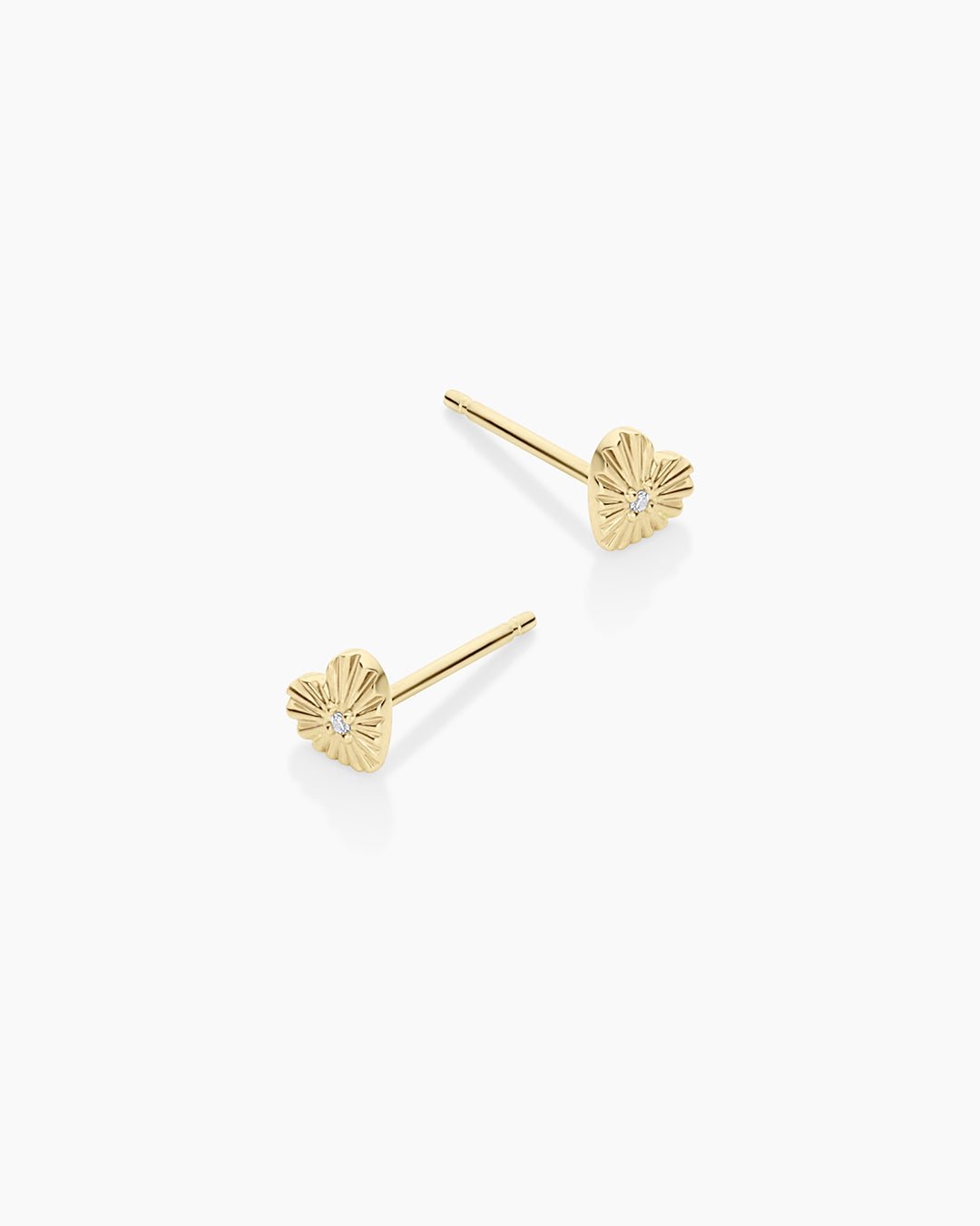 Diamond Vintage Heart Studs || option::14k Solid Gold