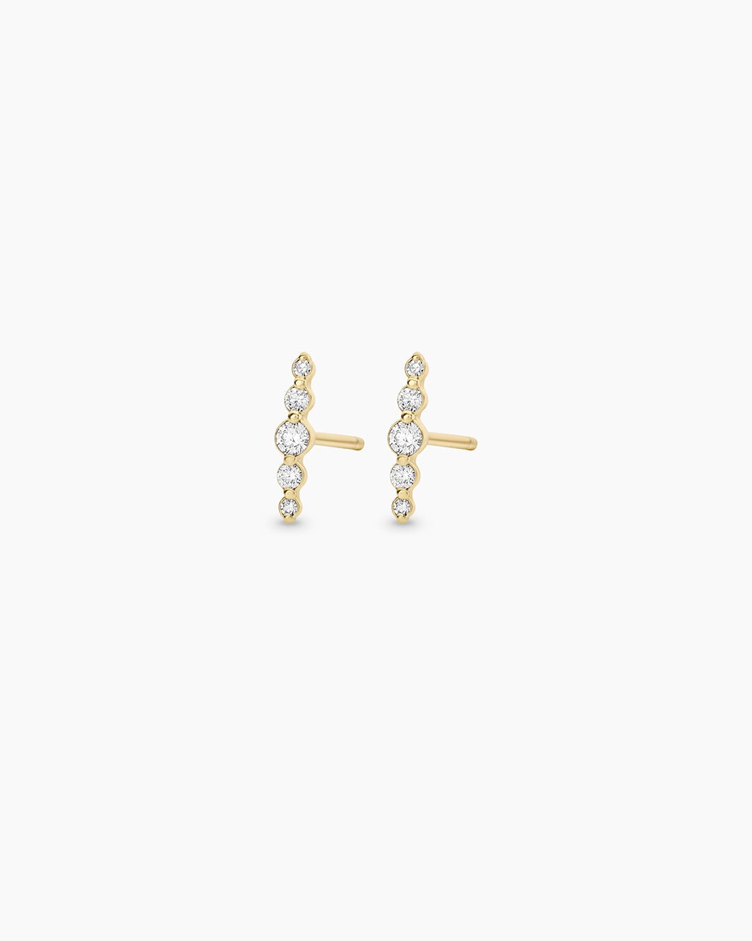 Elle Diamond Row Studs || option::14k Solid Gold