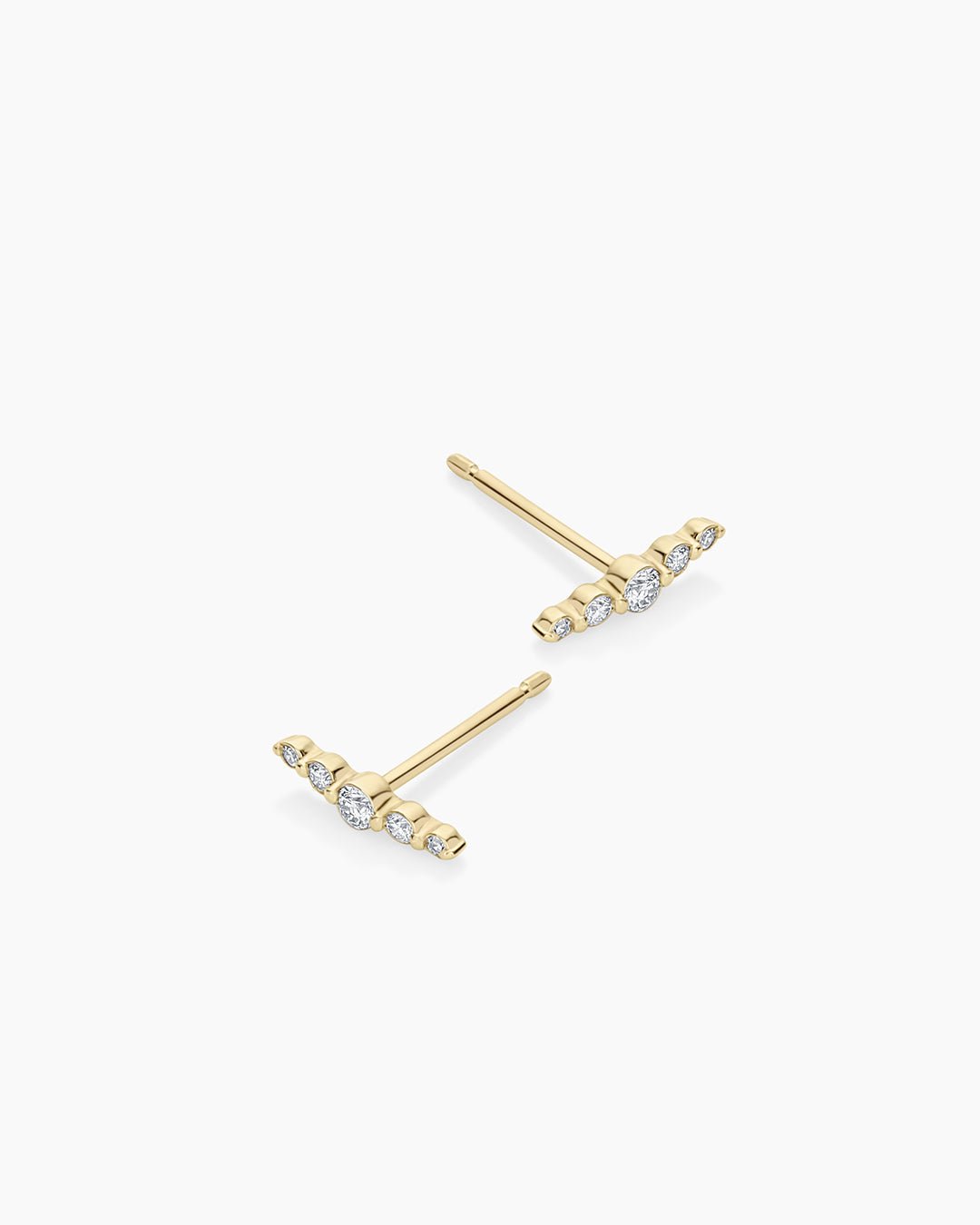 Elle Diamond Row Studs || option::14k Solid Gold