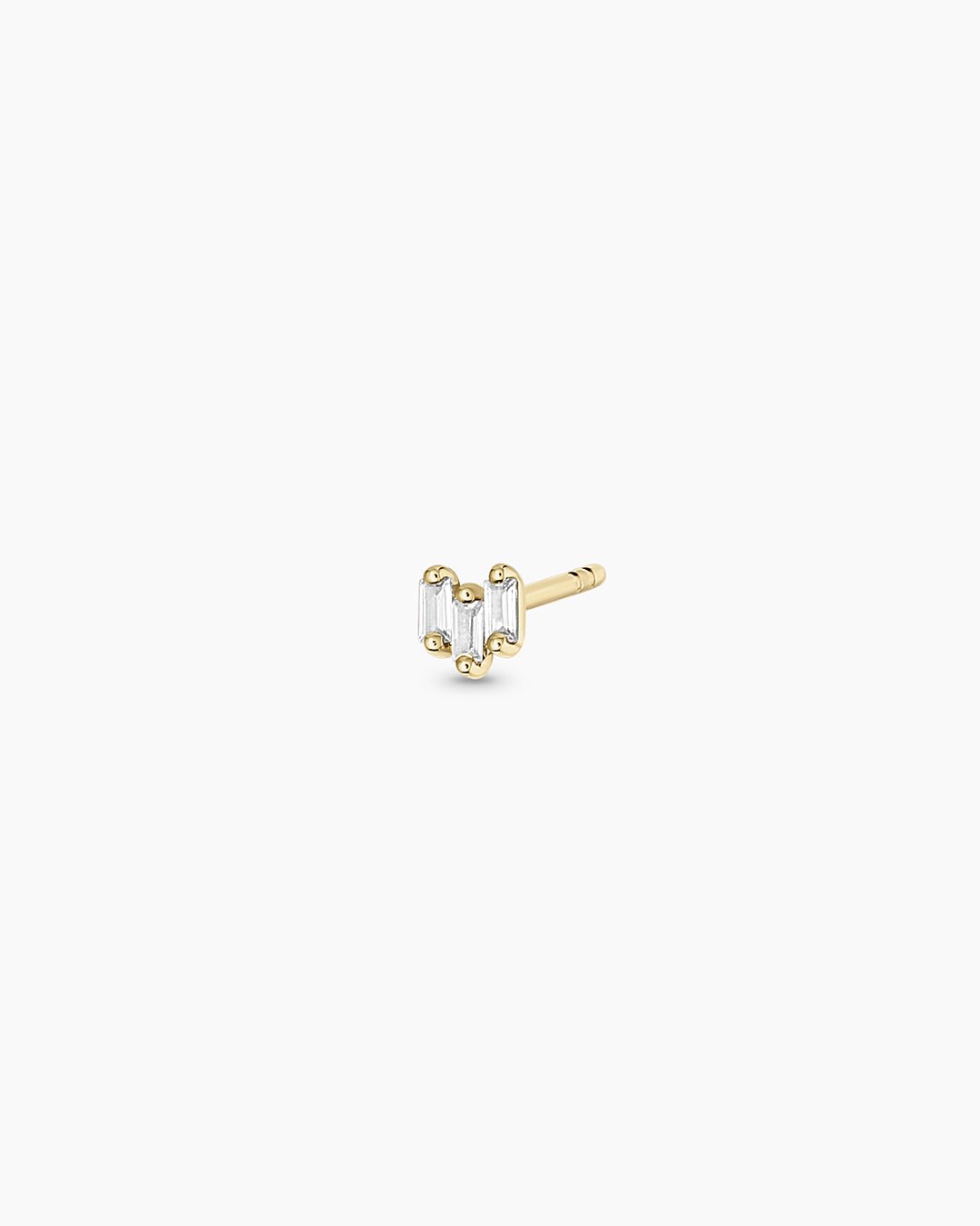 White Sapphire Amara Trio Studs || option::14k Solid Gold