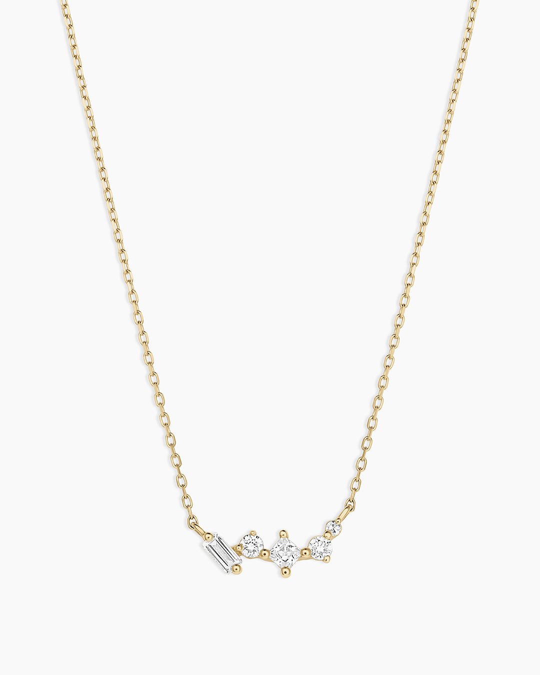 Diamond and White Sapphire Amara Cluster Necklace || option::14k Solid Gold