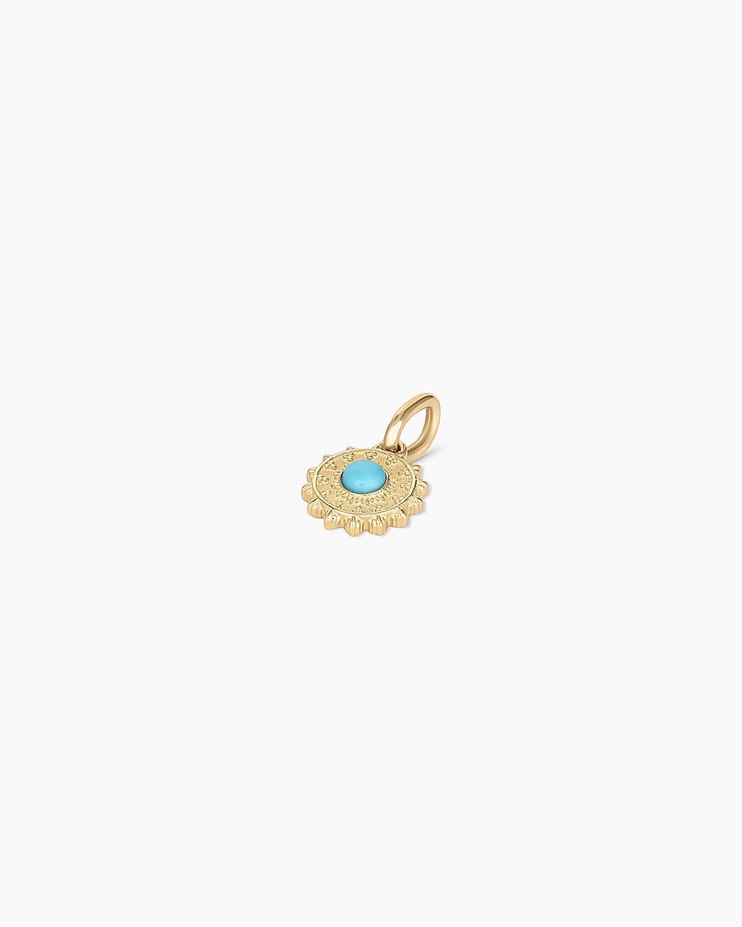 Sun Birthstone Charm || option::14k Solid Gold, Turquoise - December