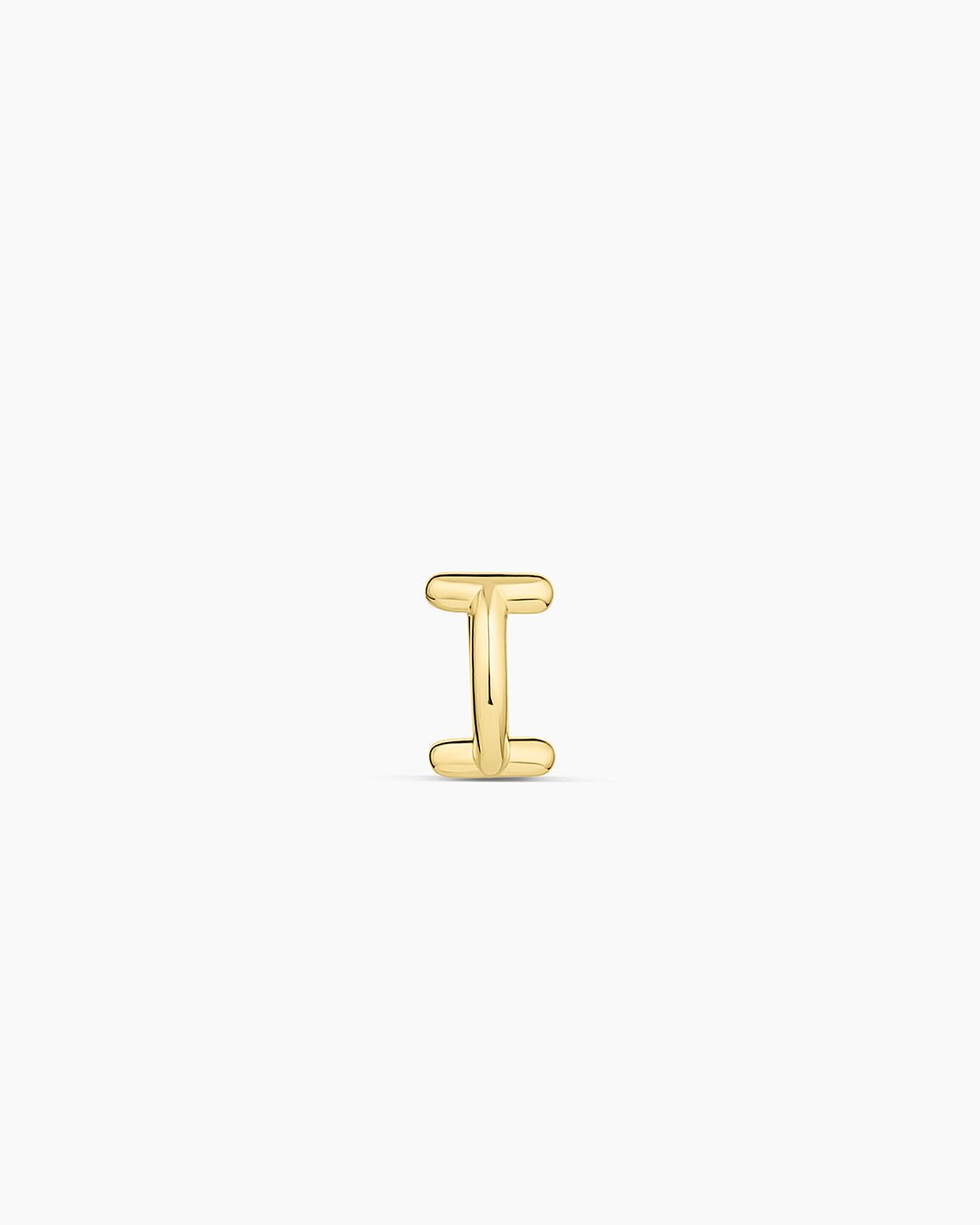 Alphabet Huggie || option::18k Gold Plated, I