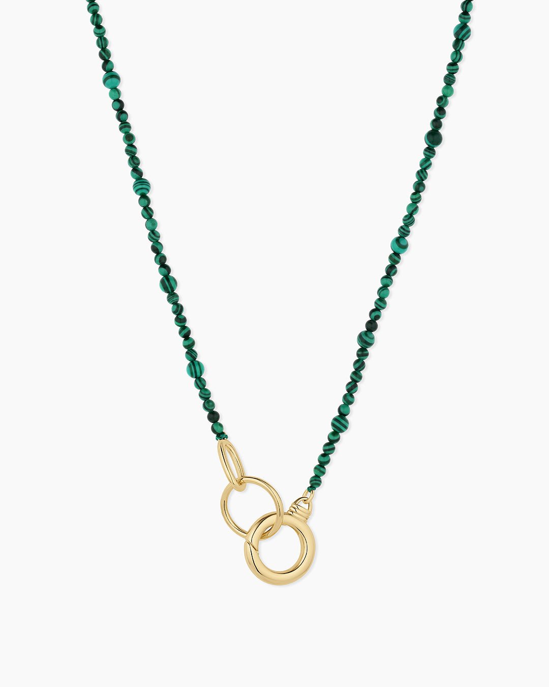 Power Gemstone Long Beaded Necklace || option::18k Gold Plated, Malachite