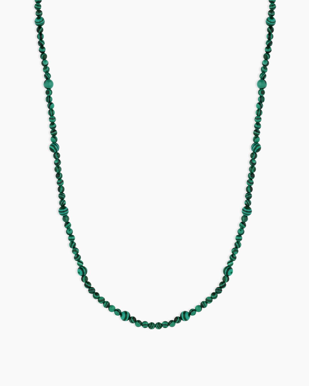 Power Gemstone Long Beaded Necklace || option::18k Gold Plated, Malachite