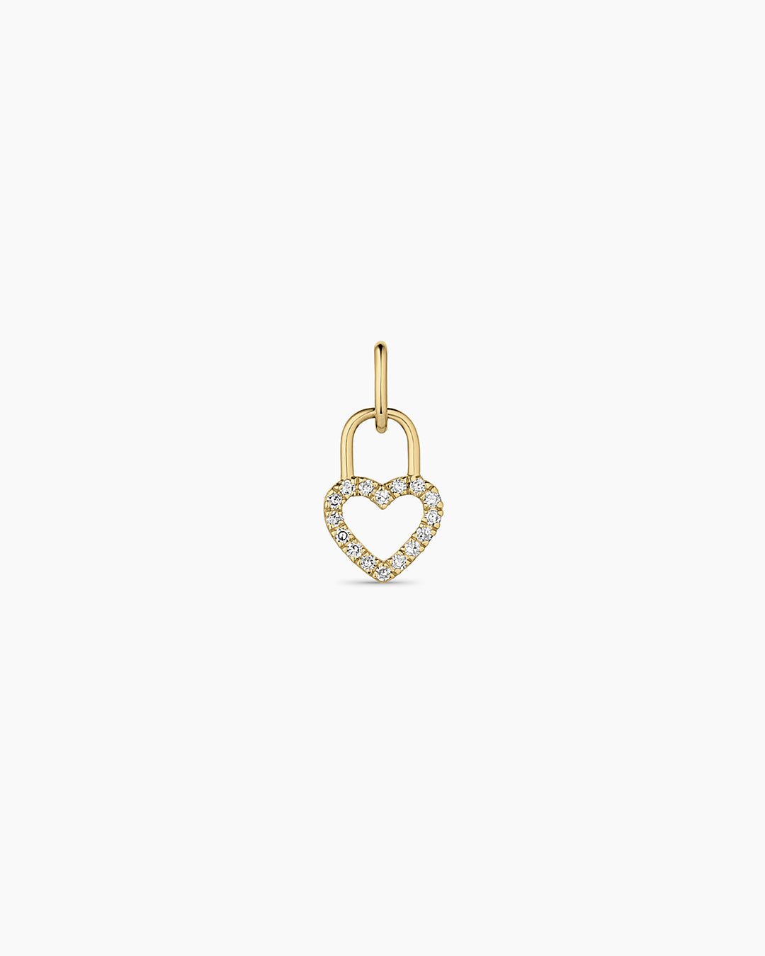 Diamond Heart Padlock Charm || option::14k Solid Gold