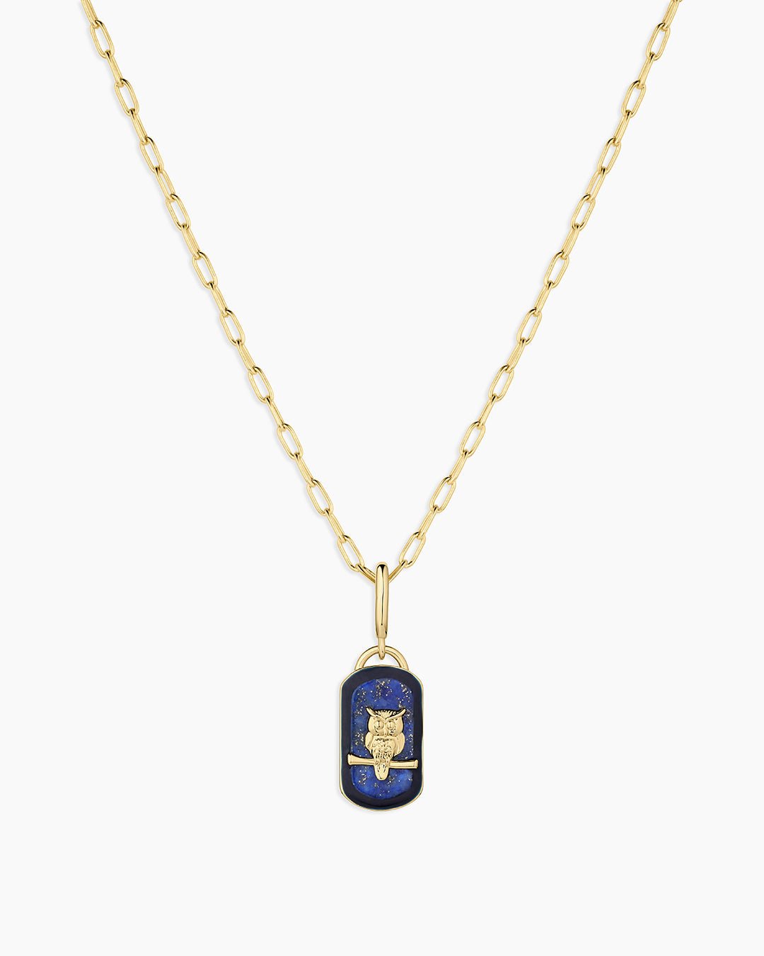 Power Gemstone Parker Charm Necklace Wisdom || option::18k Gold Plated, Lapis