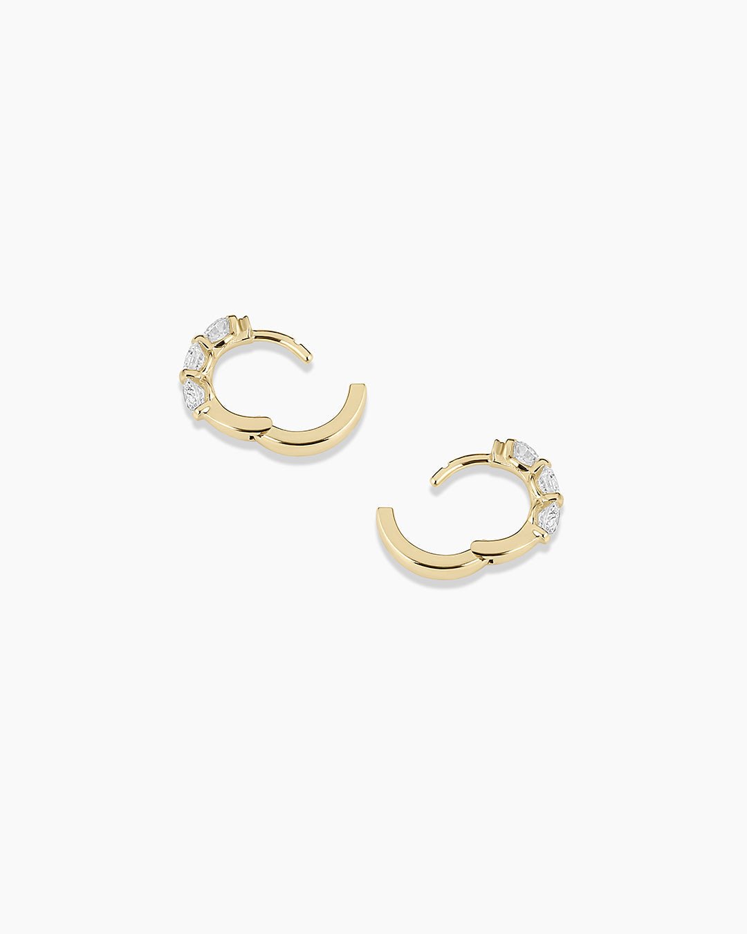 Lab Grown Diamond Halo Trio Huggies || option::14k Solid Gold