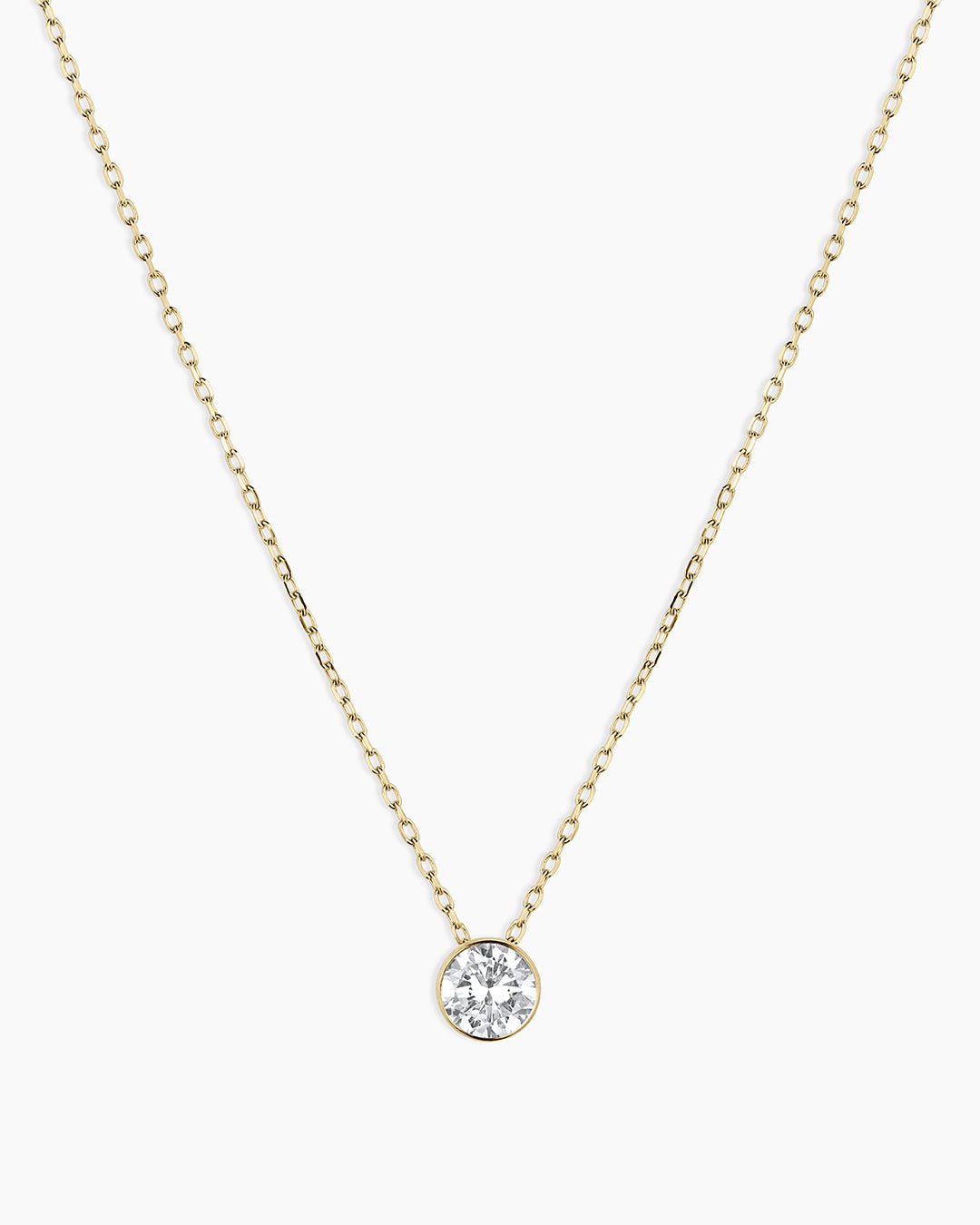 Lab Grown Diamond Halo Necklace || option::14k Solid Gold