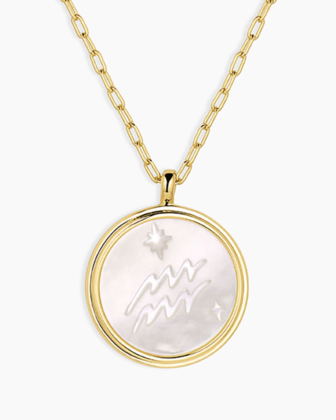 Zodiac Necklace || option::18k Gold Plated, Aquarius